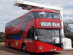 ABB suministra el cargador rápido OppCharge a un autobús eléctrico británico de Volvo Cargador OppCharge de ABB con autobús Volvo BSLHC