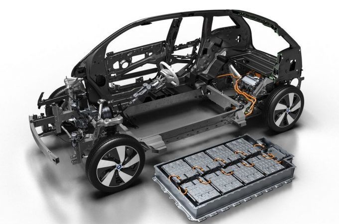 Batería descompuesta de vehículo eléctrico fabricado