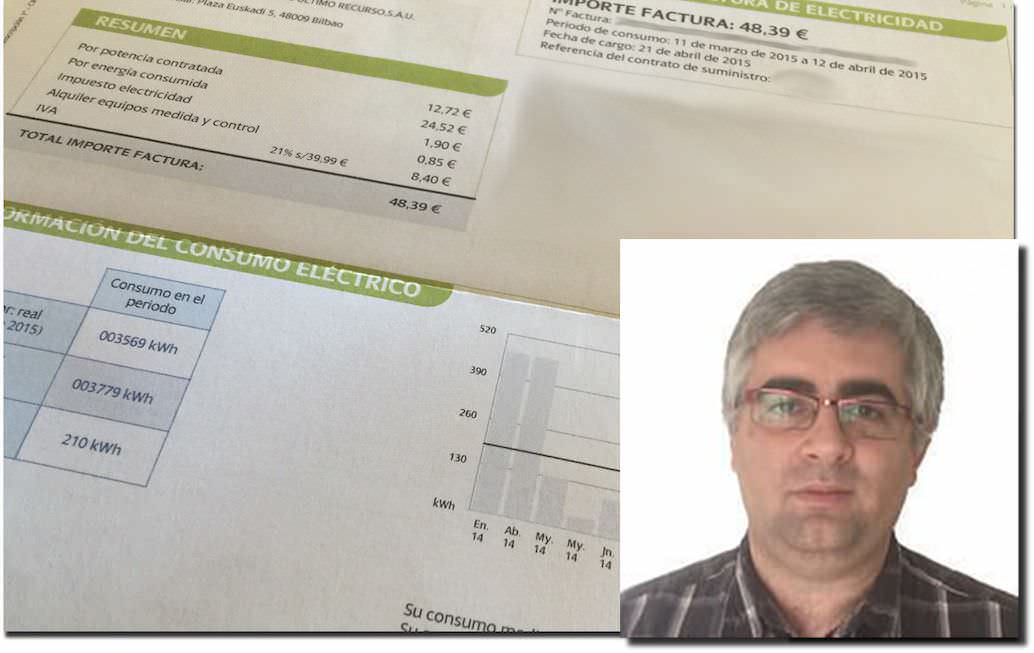 Ejemplo de una factura de la luz con diferentes conceptos