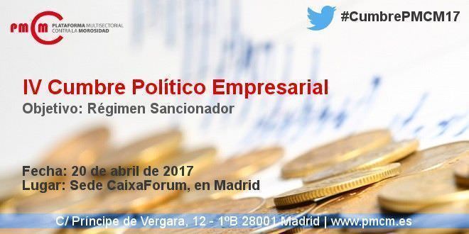 La Cuarta Cumbre Político-Empresarial contra la Morosidad será el 20 de abril