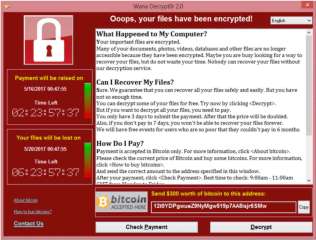 Pantallazo de ordenador con virus wannacry