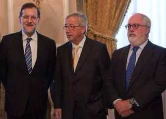 Rajoy, Cañete y Junker juntos en una visita a la Comisión Europea
