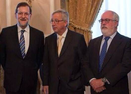 Rajoy, Cañete y Junker juntos en una visita a la Comisión Europea