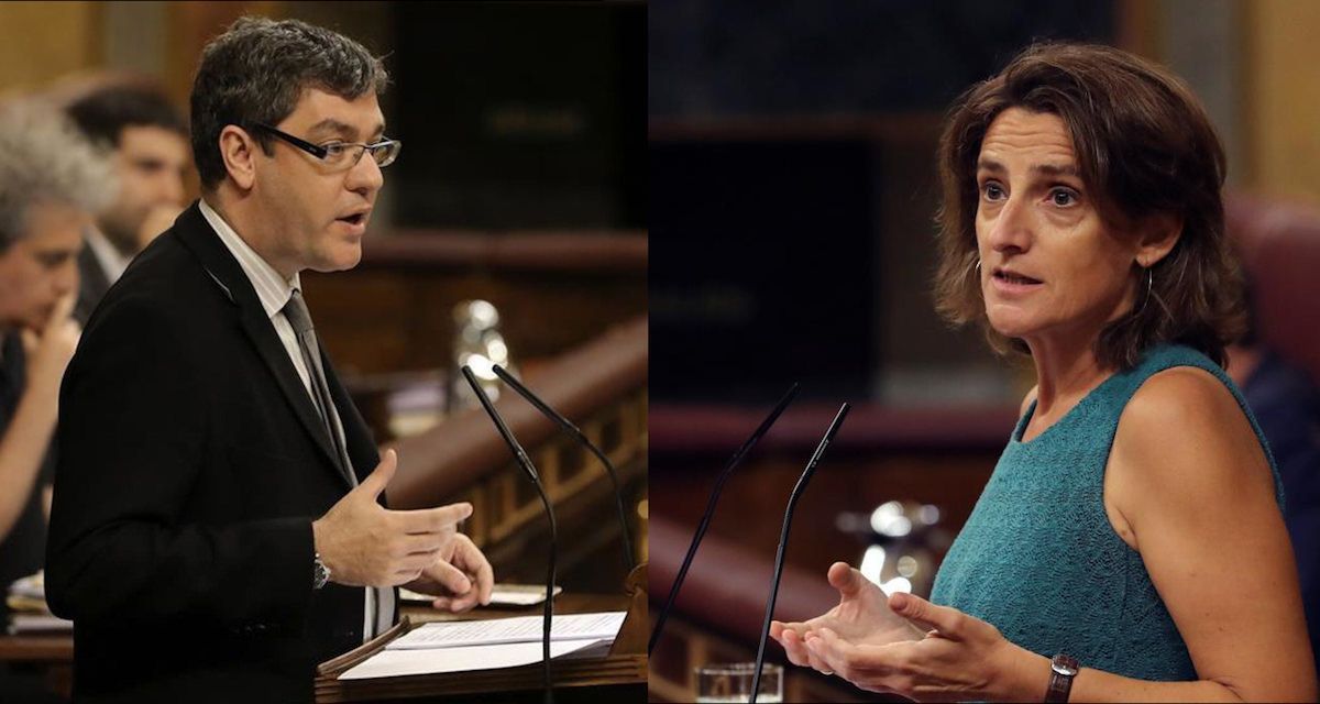 Montaje Ministra Teresa Ribera enfrentada a Álvaro Nadal