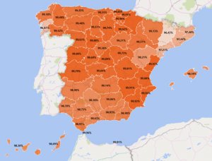 Mapa de estado del cambio de contadores inteligentes en España 2019