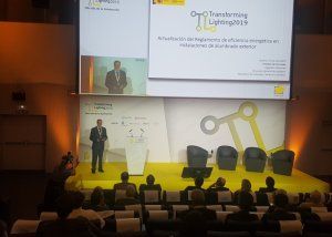 Momento de la intervención de Lionel durante el Transforming Lighting 2019