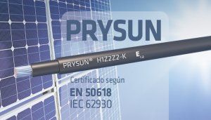 Cable Prysun® de Prysmian certificado según EN 50618 y el estándar IEC 62930, especial para placas fotovoltaicas