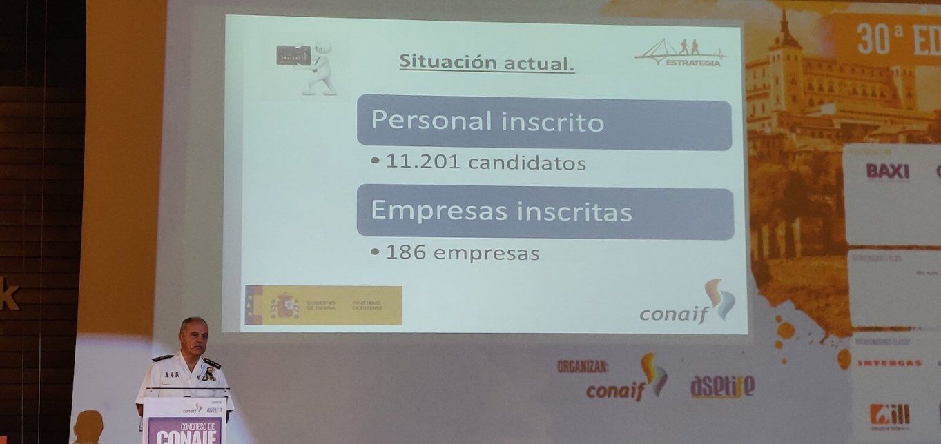 El coronel Juan Ruíz de Azcárate en su intervención del Congreso Conaif 2019 en Toledo