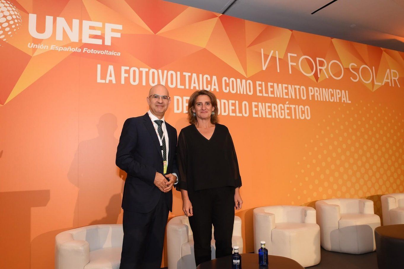 Teresa Ribera y Jorge Barredo, durante la VI Edición del Foro Solar