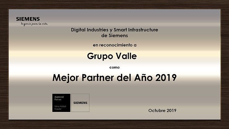 Grupo Valle "Mejor Partner del año 2019" con Siemens