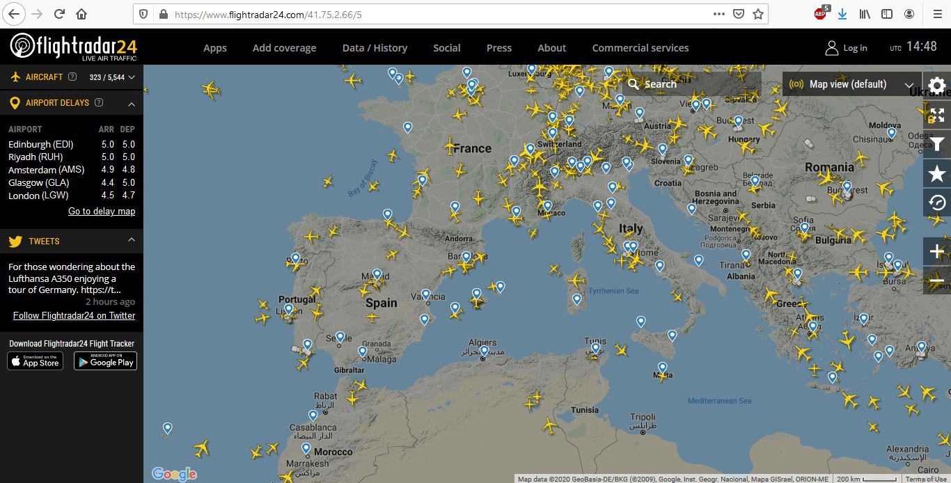 Vuelos en tiempo real Europa
