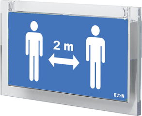 Pictogramas CrystalWay de Eaton para ayudar a cumplir con el distanciamiento social en los edificios