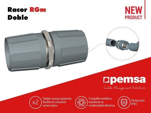 Pemsa presenta el Racor RGm Doble para conexión de tubos flexibles TM-PVC, TM, TFA y Ecoflex