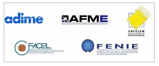 Logotipo de las cinco asociaciones del sector de las instalaciones eléctricas