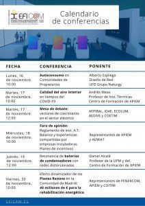Programa de sesiones técnicas en Efic@m 2020