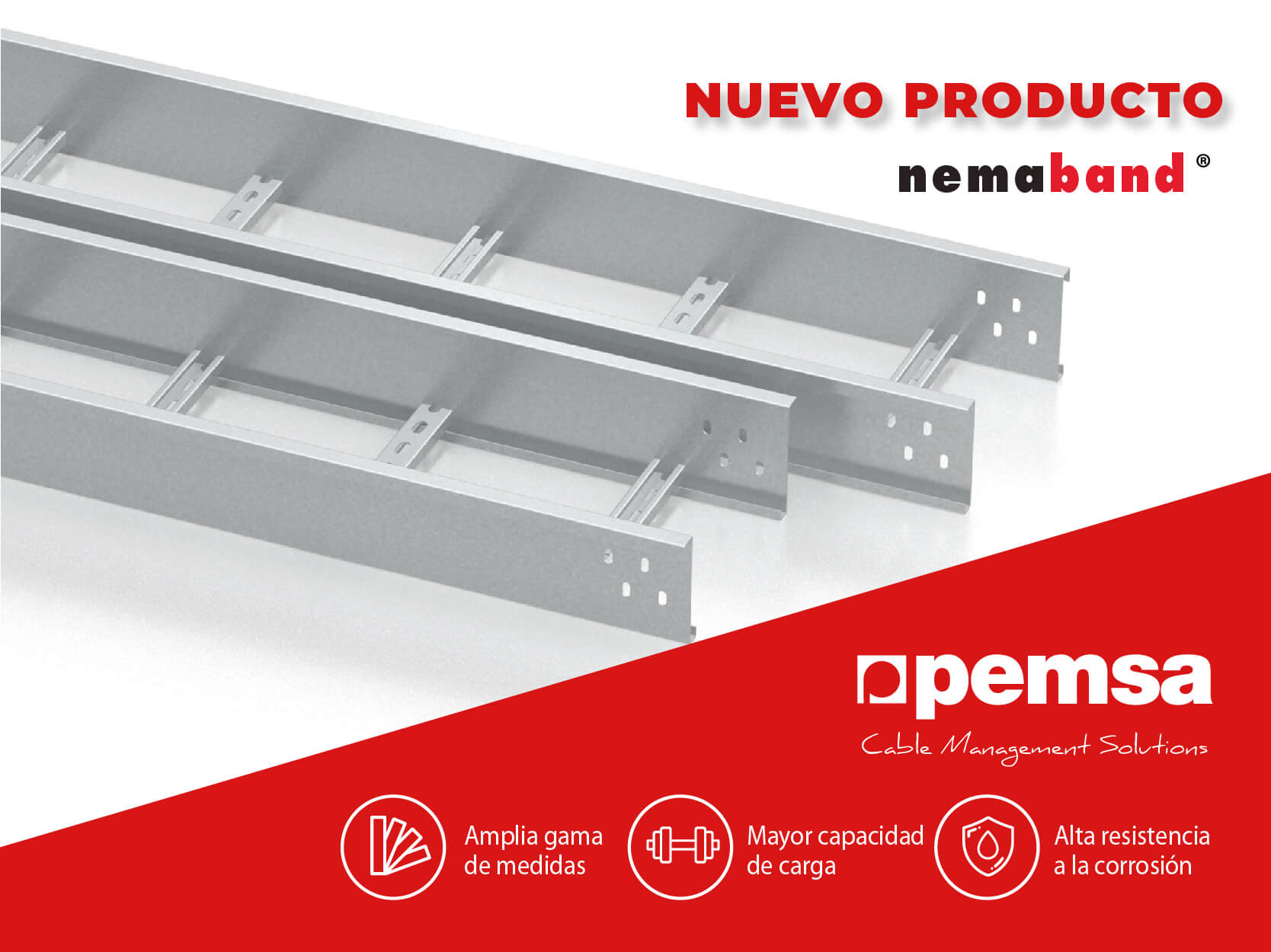 Pemsa estrena Nemaband®, bandeja de escalera para aplicaciones industriales y grandes vanos