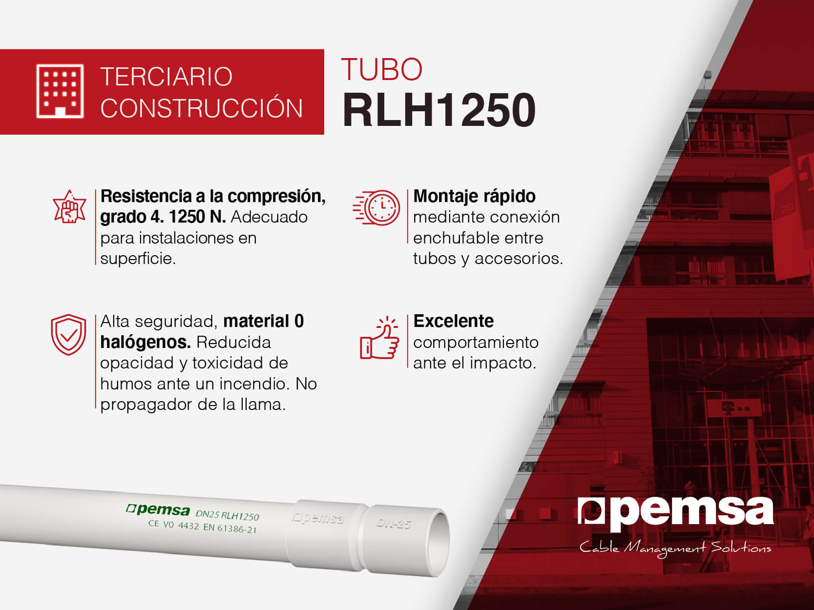Sistema de Tubos RLH 1250 de Pemsa, para edificación y el sector terciario