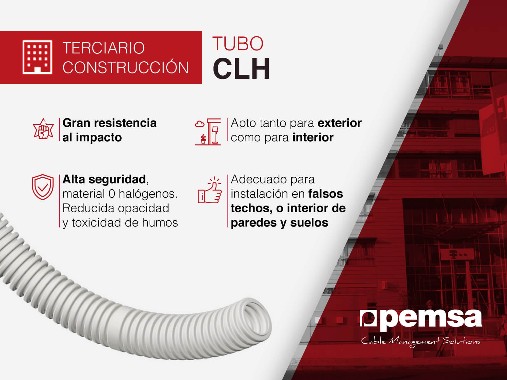 Sistema de tubo CLH, solución segura para edificios e infraestructuras
