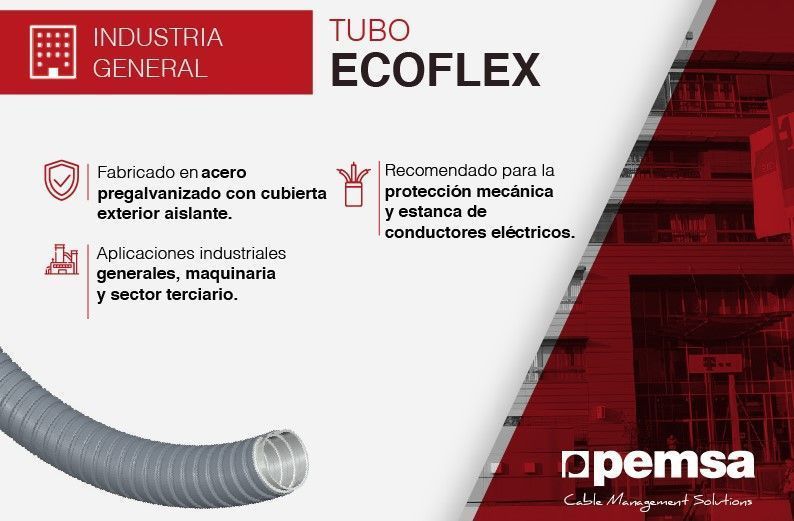 Ecoflex, tubo para la protección del cableado en varios sectores
