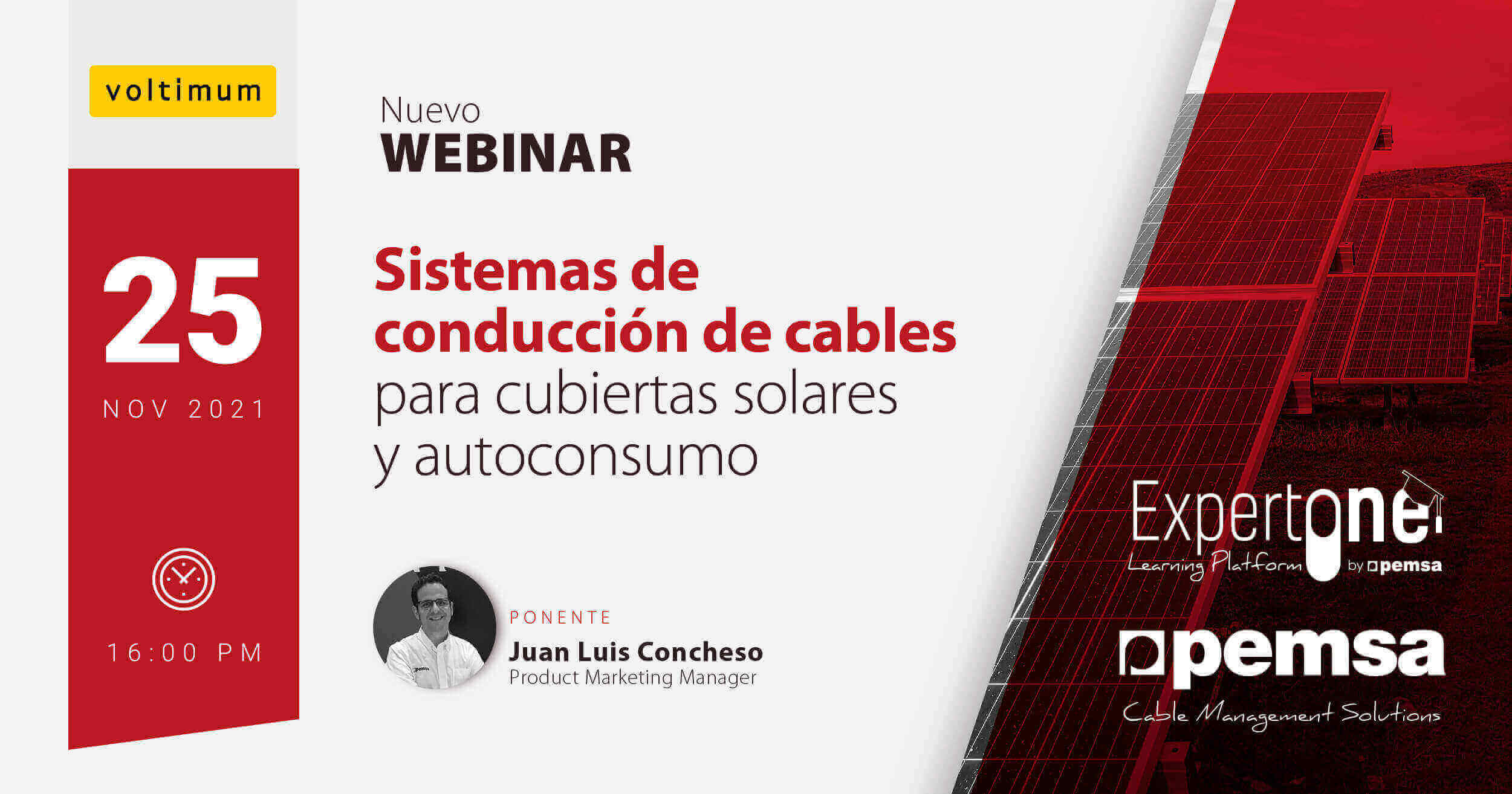 Pemsa imparte un webinar sobre sistemas de conducción de cables para cubiertas solares y autoconsumo