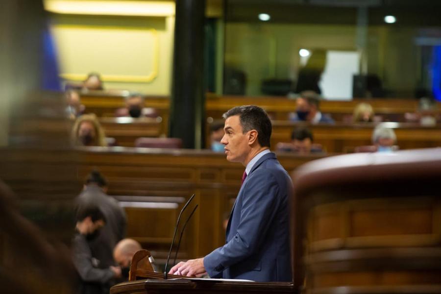 Pedro Sánchez, durante su comparecencia en el Congreso de los Diputados