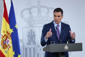 Pedro Sánchez, durante su comparecencia del pasado sábado