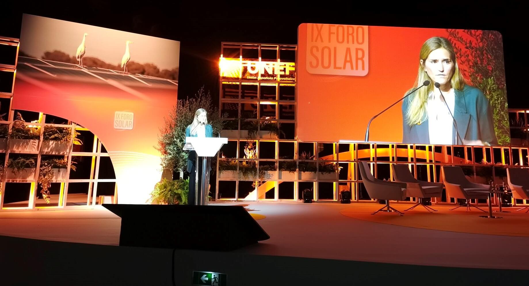 Sara Aagesen, secretaria de Estado de Energía, en la inauguración del Foro Solar