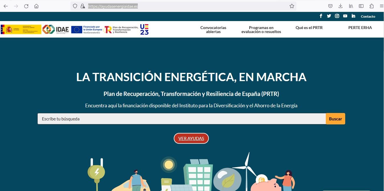 El IDAE estrena un portal web específico con información práctica sobre sus líneas de ayudas del PRTR