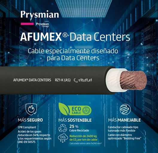 Prysmian Group lanza una nueva versión de su cable Afumex® RZ1-K (AS) para centros de datos