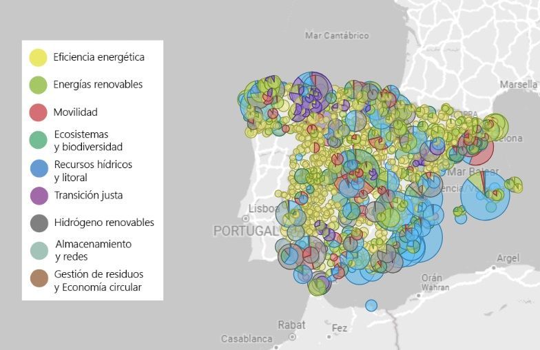 El Miteco publica un mapa de los proyectos financiados con el Plan de Recuperación