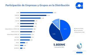 Cuota de mercado por grupos en el sector de la distribución