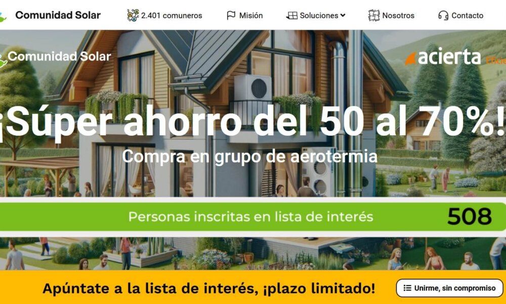 Comunidad Solar lanza la primera compra en grupo de aerotermia