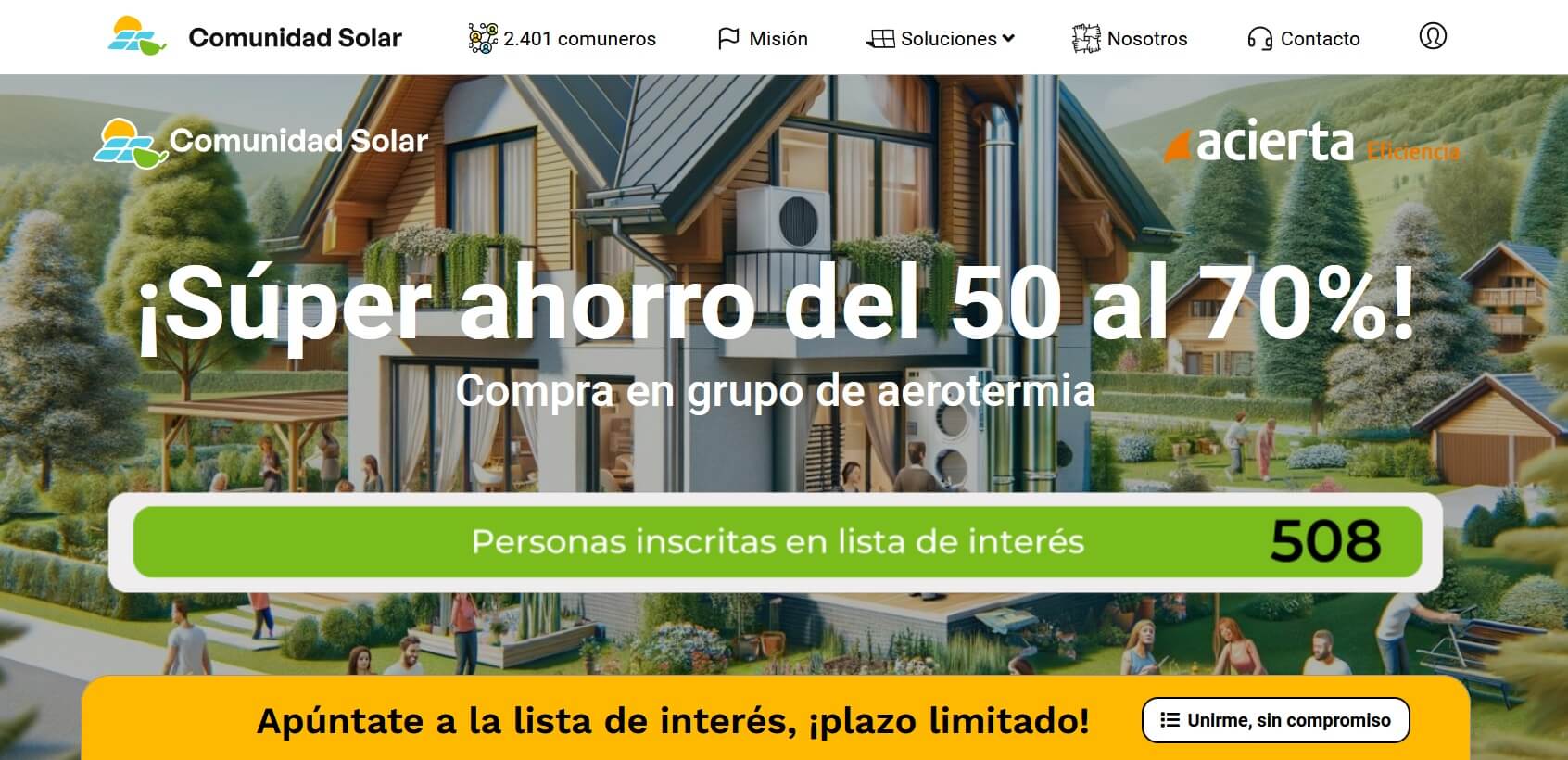 Comunidad Solar lanza la primera compra en grupo de aerotermia