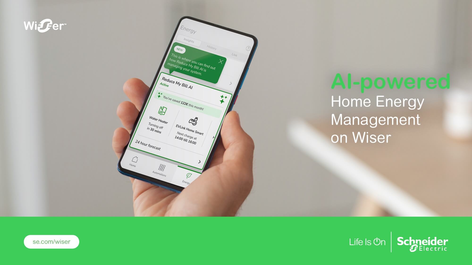 Schneider Electric presenta la función de gestión de la energía doméstica basada en IA para Wiser Home