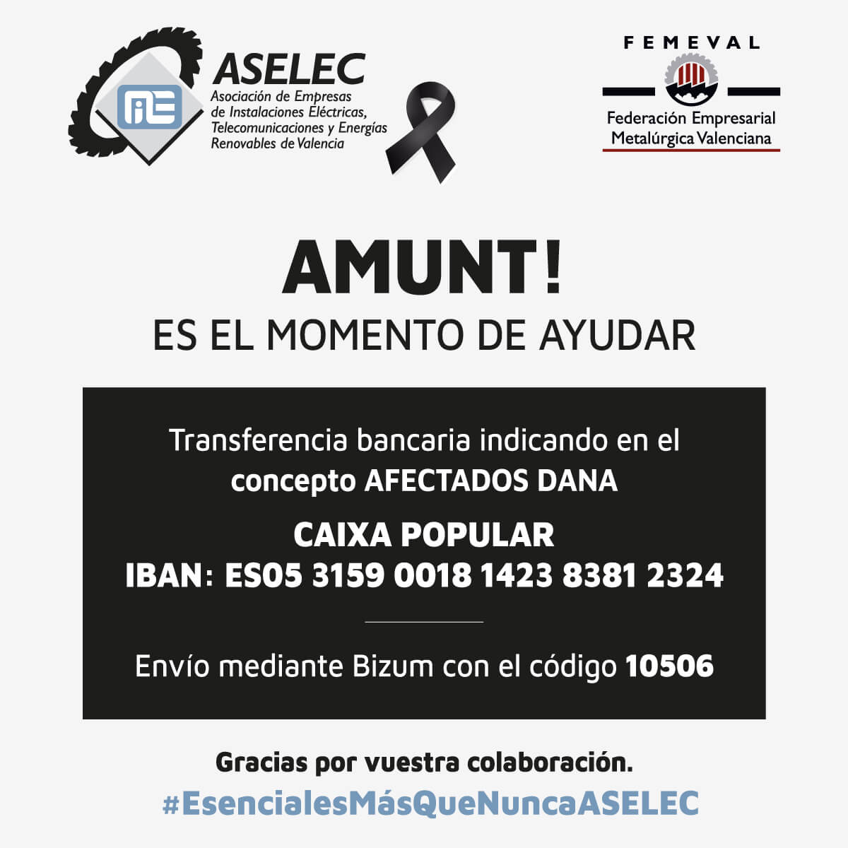 Aselec lanza un SOS para solicitar ayuda a los afectados por la DANA