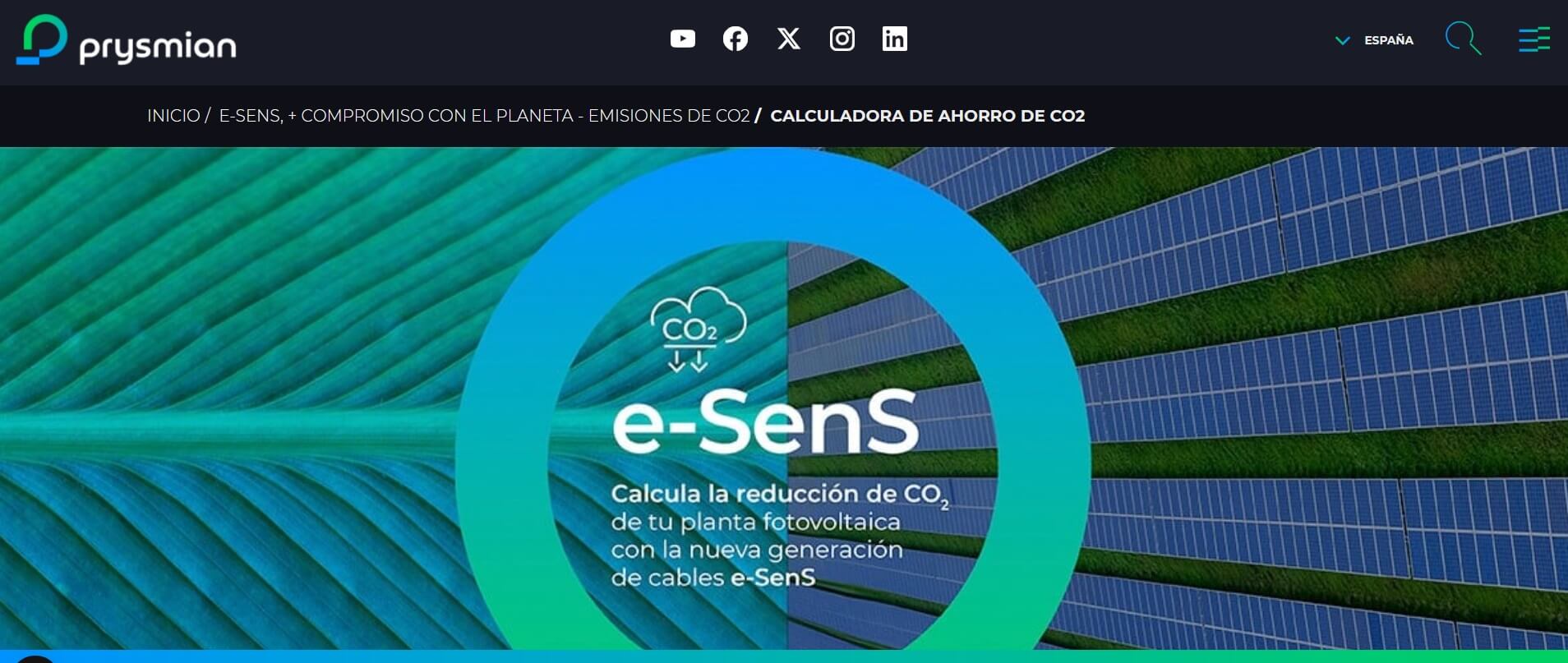 Prysmian presenta su Calculadora de Ahorro de CO₂ e-SenS, destinada a plantas solares fotovoltaicas