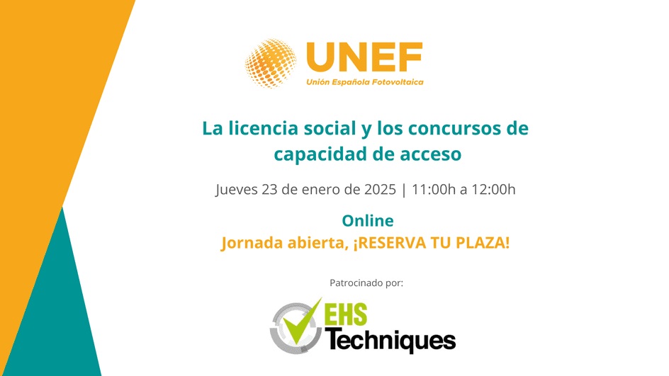 Webinar de Unef sobre la licencia social y los concursos de capacidad de acceso en los proyectos renovables