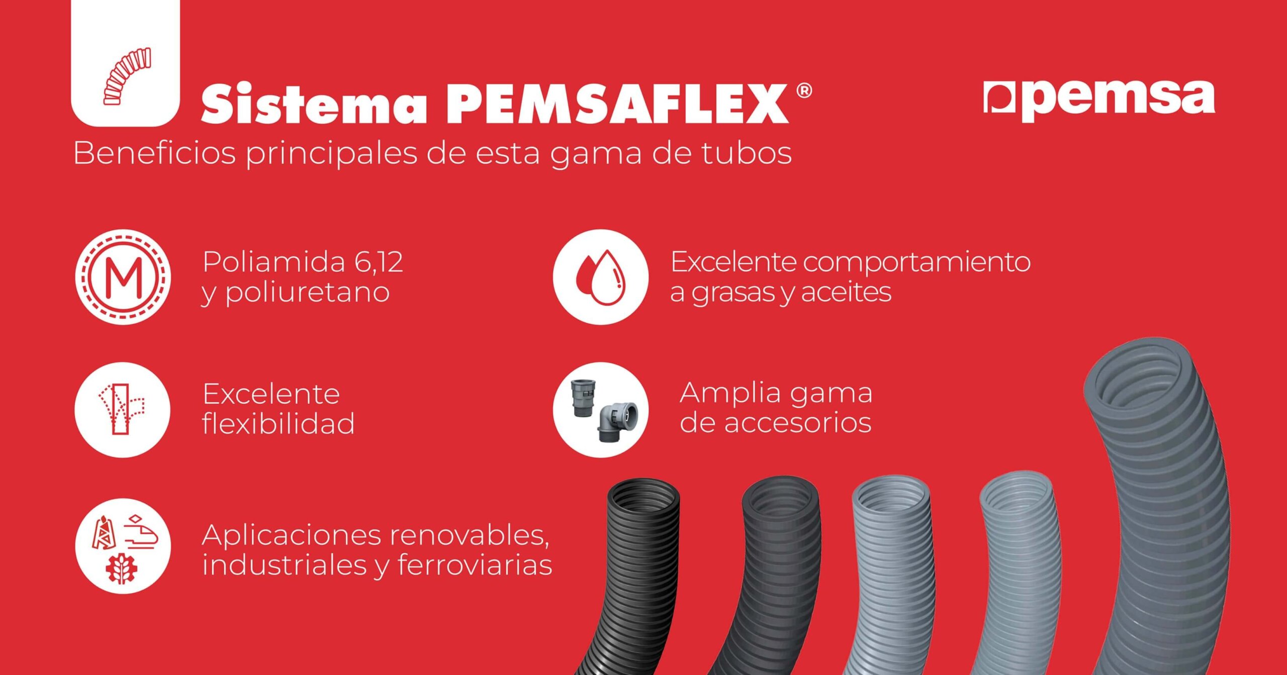 Nueva gama de tubos Pemsaflex®, la opción de Pemsa para dar respuesta a las necesidades industriales
