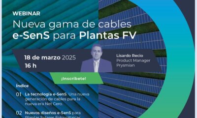 Formación online sobre cables para plantas fotovoltaicas, a cargo de Lisardo Recio, product manager de Prysmian