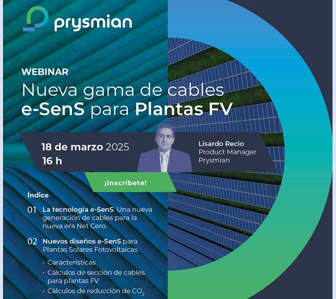 Formación online sobre cables para plantas fotovoltaicas, a cargo de Lisardo Recio, product manager de Prysmian