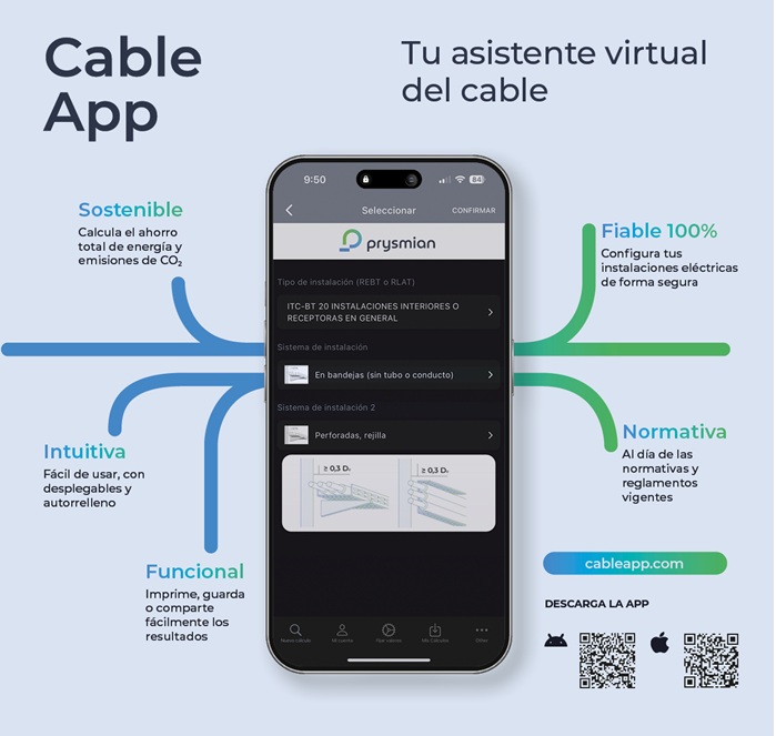 Prysmian lanza una nueva versión de Cable App con mejoras técnicas y nuevas utilidades