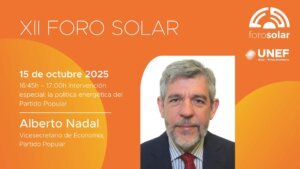 El XII Foro Solar de Unef tendrá lugar el 15 y 16 de octubre, en Madrid