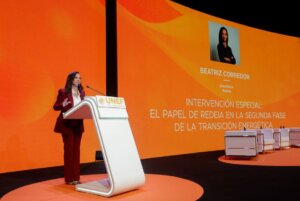 Beatriz Corredor, durante su intervención