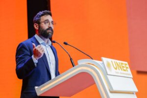 Joan Groizard, durante su intervención en la inauguración del Foro Solar