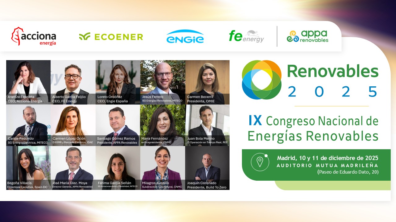 Todos los detalles sobre el programa de la novena edición del Congreso Nacional de Energías Renovables